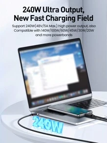 Rocoren Cable USB C de 240W compatible con PD3.1, compatible hacia abajo con 140W, 100W, de tipo C a tipo C para carga rápida, compatible con Pro/Air, iPad Pro, portátil, compatible con iPhone 15 Pro Max 48V 5A, cable