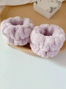 2pcs Facial Cleansing Wristband & Hair Tie Set Cute - Purple - View 1