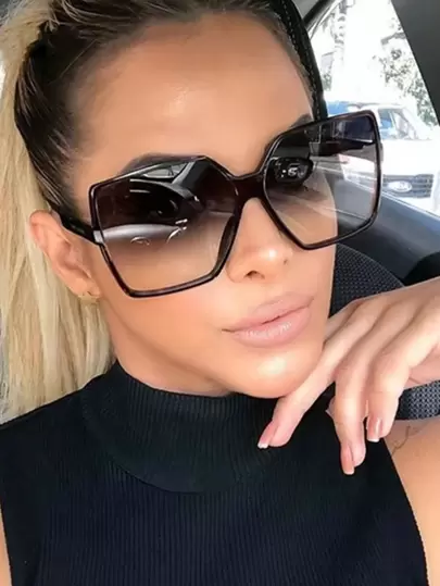 1 pieza/3 piezas Gafas de moda con marco grande cuadrado, estilo para conducir, atuendos, moda europea y americana para vacaciones de verano, playa, al aire libre, viajes
