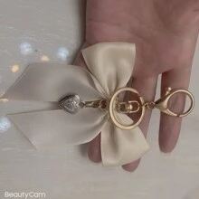 1PC Girly Sweet Elegant Bow-kbot Keychain Accessories Women Bag Charming Pendant - Beige - View 3