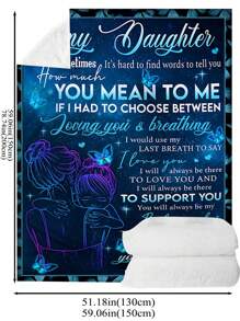 1 Pieza Manta Súper Suave De Franela Con Diseño Personalizado Como Regalo De Madre A Hija, Manta De Franela Impresa En Alta Definición, Adecuada Para Sofá, Dormitorio Y Como Regalo, Disponible En Varias Tallas Para Hija - multicolor - Ver 3