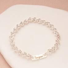 超閃亮水晶滿鑲鑽石手鏈女士海洋心形羅馬手鏈 - 銀色 - 查看 2