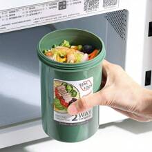 1入組雙層塑料沙拉杯配湯匙,可攜帶早餐燕麥杯配外帶盒,適用於堅果或優格 - 綠色 - 查看 5