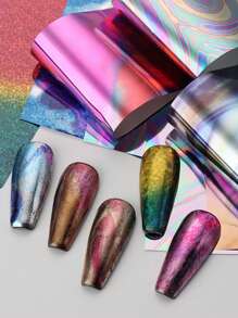 10 miếng dán móng tay hiệu ứng hologram, decal trang trí móng tay đổi màu dạng tắc kè hoa, màu vàng đồng và đồng thau, tự làm móng. - Nhiều màu - Xem 4