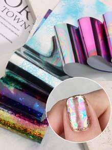 10 miếng dán móng tay hiệu ứng hologram, decal trang trí móng tay đổi màu dạng tắc kè hoa, màu vàng đồng và đồng thau, tự làm móng. - Nhiều màu - Xem 2