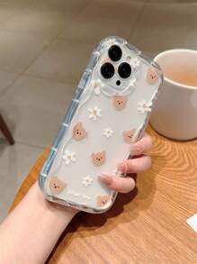 1入組小熊圖案防摔精准切割電話殼,適用於 Iphone - 彩色 - 查看 2