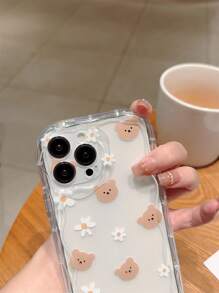 1入組小熊圖案防摔精准切割電話殼,適用於 Iphone - 彩色 - 查看 3