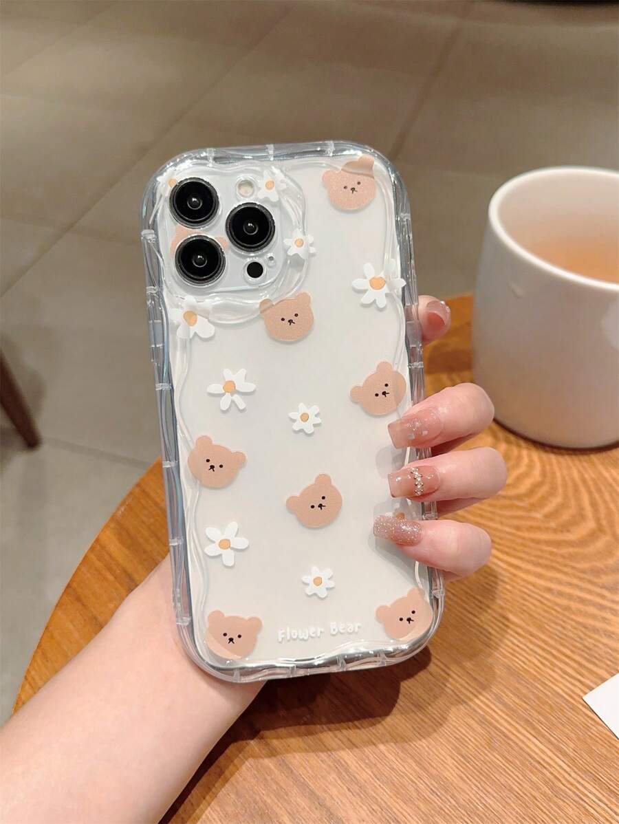 1入組小熊圖案防摔精准切割電話殼,適用於 Iphone - 彩色 - 查看 1