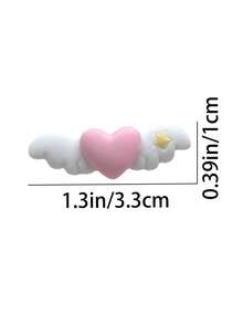 2入組女士心和翅膀裝飾可愛鴨嘴夾適用於頭髮裝飾用品 - 彩色 - 查看 4