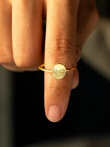 BALMORA 1pc Creative Retro S925 Pure Silver Sea Wave Storm Pattern Ring For Girls Simple Fashionable Personalized Gold Plated Rings Gift - Gold - View 2