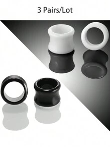 3 đôi Đen Trắng Trong sáng Mỗi Màu sắc 1 đôi Acrylic Tai Đường hầm phích cắm Và Đồng hồ đo Flesh Xuyên Mở rộng Phích cắm Hoa tai - Nhiều màu - Xem 6