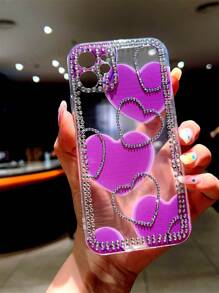 一款透明愛心閃亮鑽石繪製的TPU抗震手機殼，適用於三星/蘋果手機 - 彩色 - 查看 2