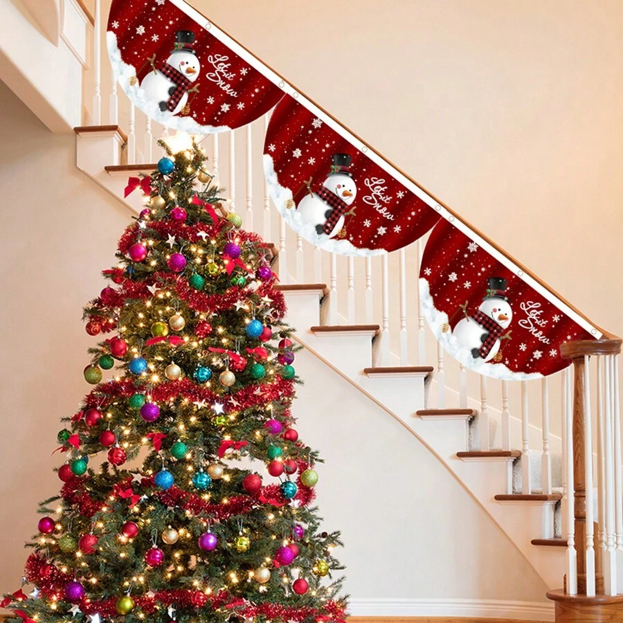 1入組聖誕節主題扇形旗幟,適用於戶外裝飾,例如正門、樓梯、窗戶等 - 紅色 - 查看 1