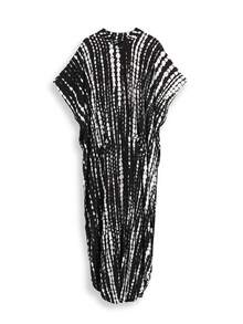 條紋圖案鬆動口袋長款罩衫休閒服穿戴屋洋裝