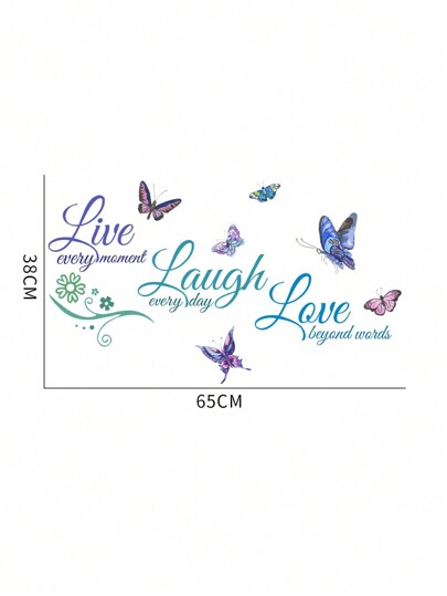 1pc Self-Adhesive PVC Wall Sticker, Creative Slogan Butterfly Graphic Waterproof Wall Decal For Living Room, Stickers, Wall Decal, Vinyl Decal For Home Decorations, Spring Decoration Items Refresh Your Home, Rama Decoration Stickers Gifts Birthday Graduation