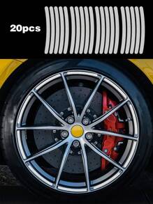 20片装反光轮毂贴纸，荧光白，女士汽车配件，汽车装饰，适用于山地自行车反光轮毂条、摩托车轮毂、汽车、自行车，自行车反光贴纸，装饰条，轮毂反光贴纸，男士理想礼物，汽车装饰，汽车贴纸 - 白色 - 查看 6