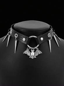 1入組哥特式合金蝙蝠形狀流蘇吊墜項鍊,萬聖節首飾類裝飾用品適合女士