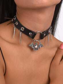 1入組哥特式合金蝙蝠形狀流蘇吊墜項鍊,萬聖節首飾類裝飾用品適合女士