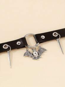 1入組哥特式合金蝙蝠形狀流蘇吊墜項鍊,萬聖節首飾類裝飾用品適合女士