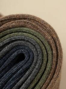 1雙/咖啡色男士長筒襪,簡單厚實透氣抗臭吸汗保暖襪子,適用於秋冬季節 - 咖啡棕 - 查看 8