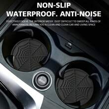 2pcs Car Cup Holder Anti-slip Pad Creative Decoration Spider Web Design - Black - View 13