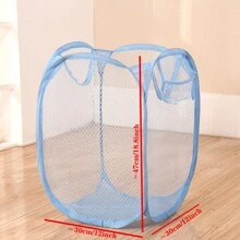 1 件可折疊網狀洗衣籃,帶手柄,用於存放髒衣服,藍色 - 藍色 - 查看 3