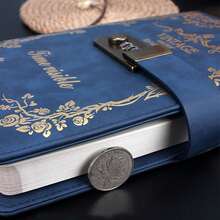 Diario con diseño de portada vintage con candado, diario personal