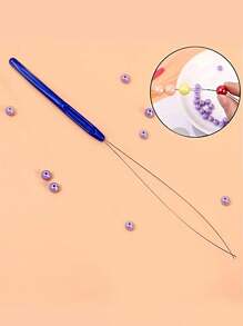 1 Miếng Thép không gỉ Kết cườm Công cụ Với Cong Kim tiêm , Đối với Làm đồ trang sức Và DIY Chế tạo Kết cườm Kim Tóc giả Móc sự thêu Móc , Nhựa nhiều màu Xử lý Hạt String Công cụ - Màu xanh lam - Xem 1