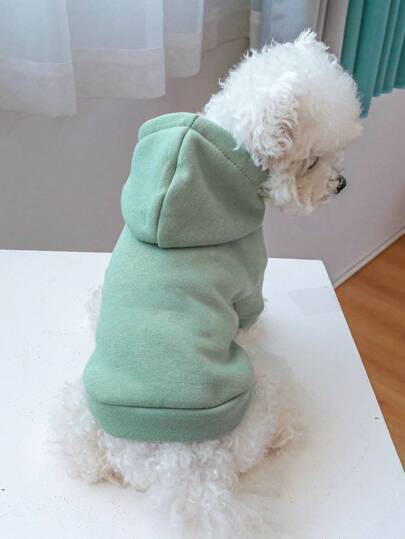 1件寵物服裝，秋冬季保暖連帽外套狗/貓寵物服飾，小型/中型犬適用的舒適柔軟純色運動衫帽衫