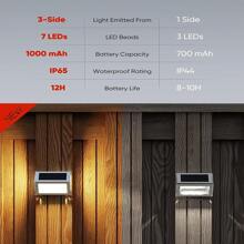 JACKYLED 8/12/16-Pack Solar Outdoor Deck Step Lights 3-Side 270°Lighting 7 LED Upgraded Solar Stair Lights IP65 Waterproof Solar Fence Lighting - 暖白 - 查看 6