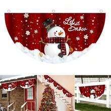 1入組聖誕節主題扇形旗幟,適用於戶外裝飾,例如正門、樓梯、窗戶等 - 紅色 - 查看 3