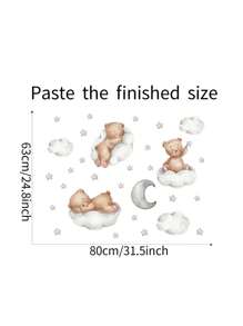 Bear & Cloud Pattern Wall Sticker, Cartoon Self Adhesive Wall Art Decal For Home Decor, Stickers, Wall Decal, Vinyl Decal For Home Decorations, Spring Decoration Items Refresh Your Home, Festival Decoration Stickers Gifts Birthday Graduation - Multicolor - View 6