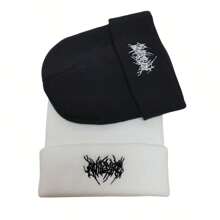 Men's Fashionable Windproof, Warm, Breathable Black & White Knit Beanie Hat Street