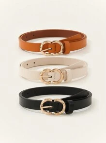 3入組女士金扣萬用腰帶,休閒款