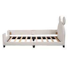 Nestfair Twin Size Upholstered Daybed with Carton Ears Shaped Headboard