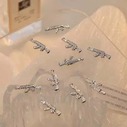 10Pcs Silver Tone Alloy Nail Art Decorations Diy Nail Charms Nail Gems Nail Supplies Nails