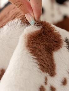 1入組牛圖案沙發巾現代派滌綸扇形飾邊沙發套沙發毯 - 咖啡棕 - 查看 8