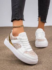 Chaussures De Sport Respirantes Décontractées Pour Femmes En Cours D'exécution Avec Motif De Fleurs D'hiver Pour Le Travail, L'école, Les Sports De Plein Air Et Les Sports De Skate