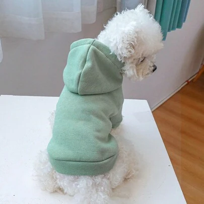 1件寵物服裝，秋冬季保暖連帽外套狗/貓寵物服飾，小型/中型犬適用的舒適柔軟純色運動衫帽衫