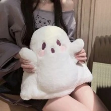 Balo Little Ghost bằng vải nhung màu trắng cho ba lô cổ điển, ba lô Halloween vui nhộn, thời trang cho bé gái, túi đeo vai sang trọng, cho tiệc Halloween - trắng - Xem 3