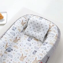 1 pièce Nid bébé style hibou gris portable avec oreiller, lit bébé dans le berceau, Saint-Valentin