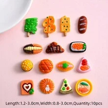 10 Piezas Miniaturas De Comida En Varios Colores Y Patrones Para Casa De Muñecas, Accesorios De Resina Diy Para Aretes, Clips Para Cabello, Joyería, Y Decoración De Teléfonos Móviles. Un Bonito Regalo Para Hacer Joyas - Multicolor - Ver 4