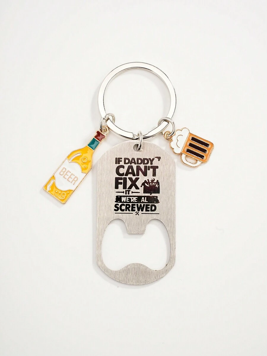 1入不銹鋼男士父親刻字開瓶器鑰匙扣,父親節生日禮物具有金屬和環氧樹脂設計的鑰匙扣 - 彩色 - 查看 1