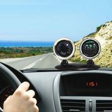 Black Outdoor 2-in-1 Car Thermometer & Compass Dashboard Ornament - Black - View 3