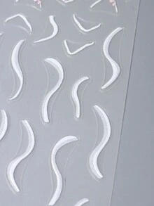 FULL BEAUTY 2入組5d白色條紋指甲貼紋,幾何波浪曲線黏貼貼花,法式指甲藝術diy設計 - 彩色 - 查看 3