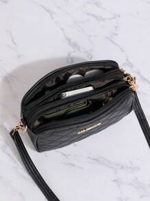 Metallic Decor Women's Crossbody Bag - Black - View 3