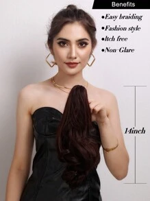 長捲馬尾夾式假髮,自然合成髮料女士盤髮束黑色 - Dark Brown - 查看 5