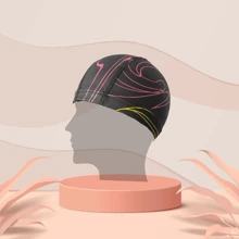 1pc Black Adults' Waterproof Non-Slip Pu Swimming Cap, Swimming Equipment, Beach Essentials, Beach Accessories, Pool Float - Black - View 4