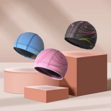 1pc Black Adults' Waterproof Non-Slip Pu Swimming Cap, Swimming Equipment, Beach Essentials, Beach Accessories, Pool Float - Black - View 1