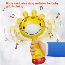 1PC Đồ chơi lục lạc hình hươu cao cổ đáng yêu có cốc hút: Gạc silicon mềm, âm thanh rung lắc – Hoàn hảo để xoa dịu trẻ sơ sinh - Màu vàng - Xem 2